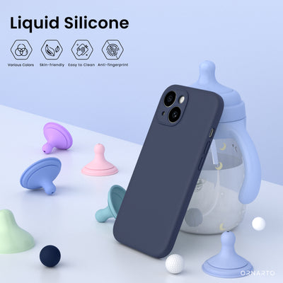 Flüssigsilikon iPhone 15 Hülle mit Kameraschutz und 2 Displayschutzfolien