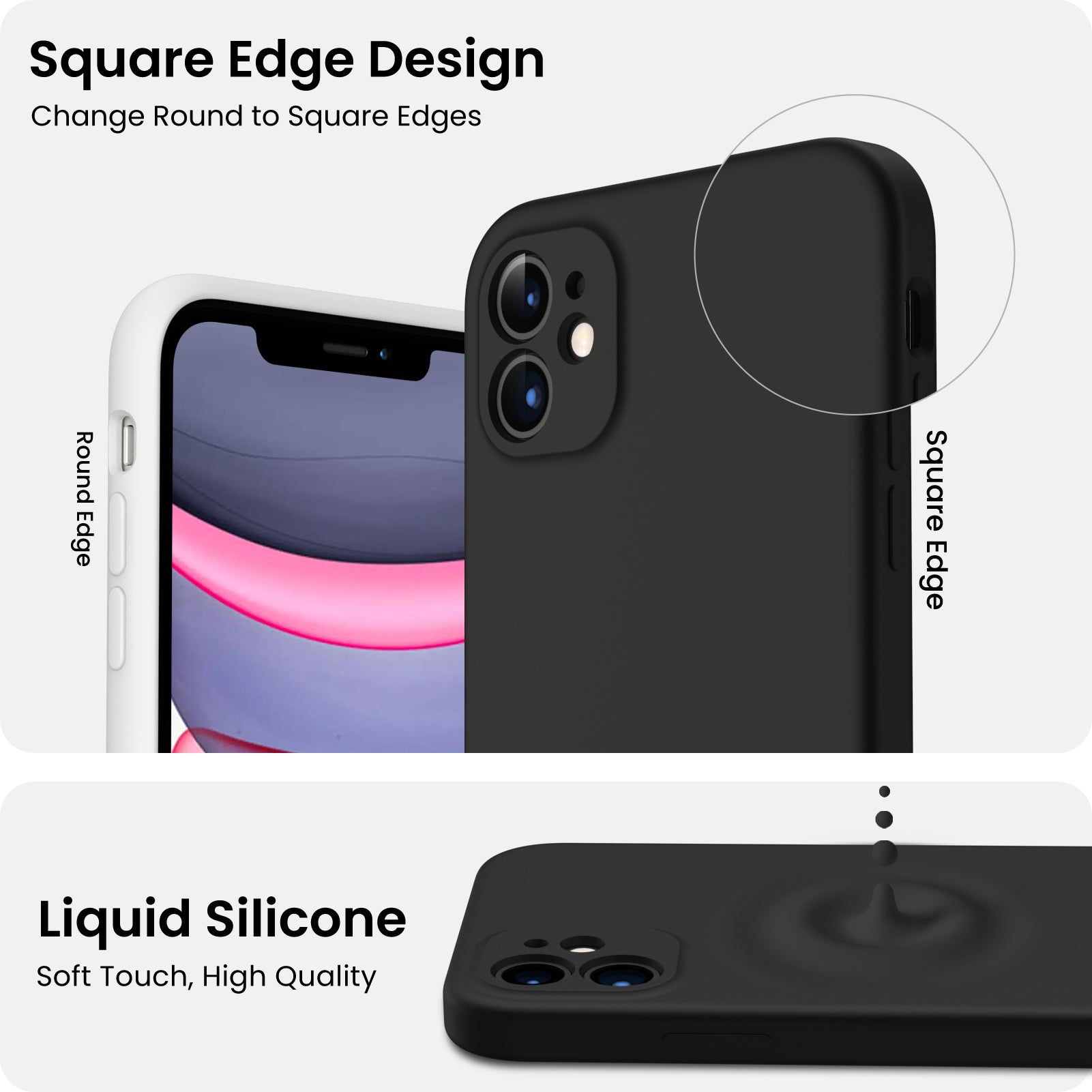 Liquid Silicone iPhone 11 Case with Camera Protection and 2 Screen Protectors