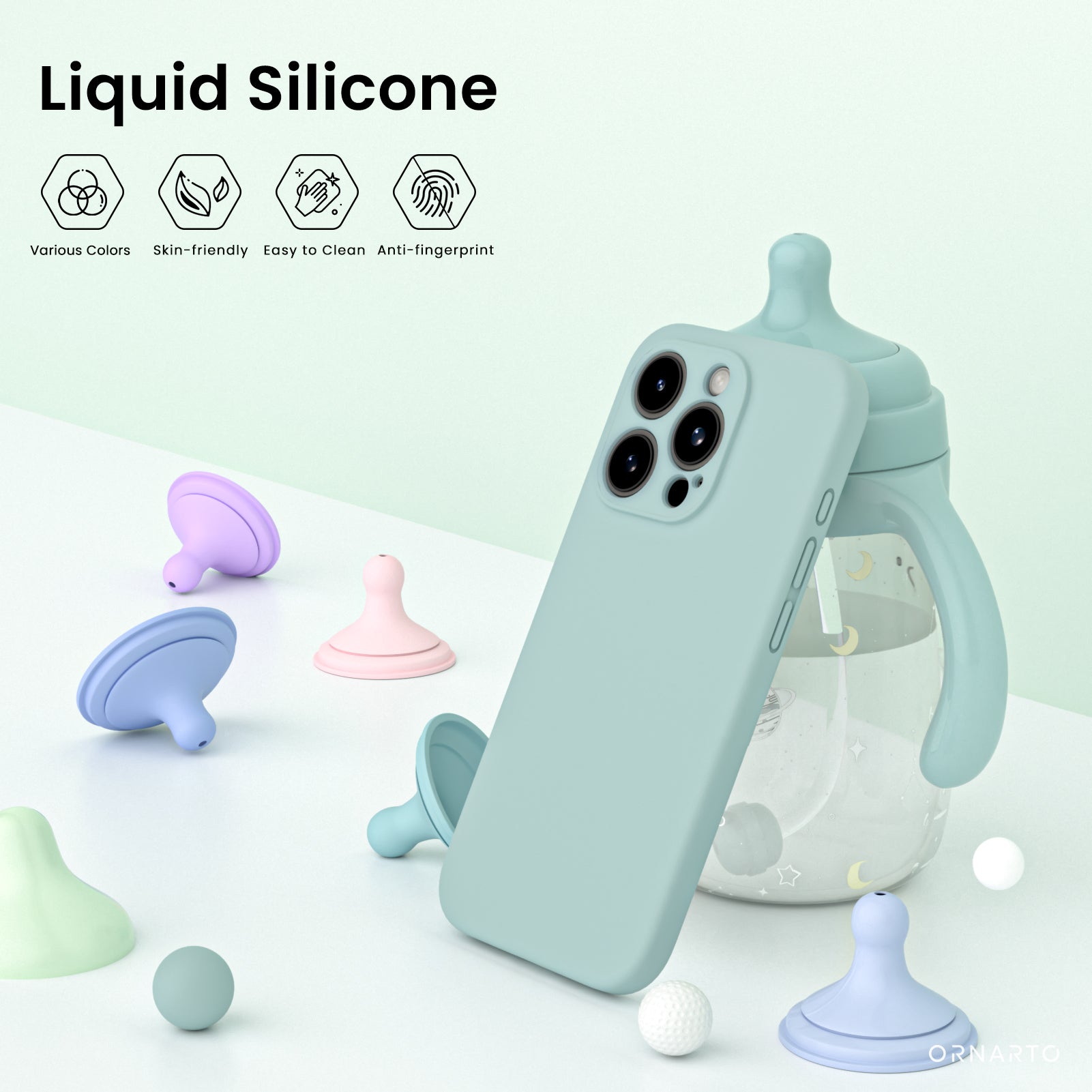 Liquid Silicone iPhone 15 Pro Max Case with Camera Protection and 2 Screen Protectors