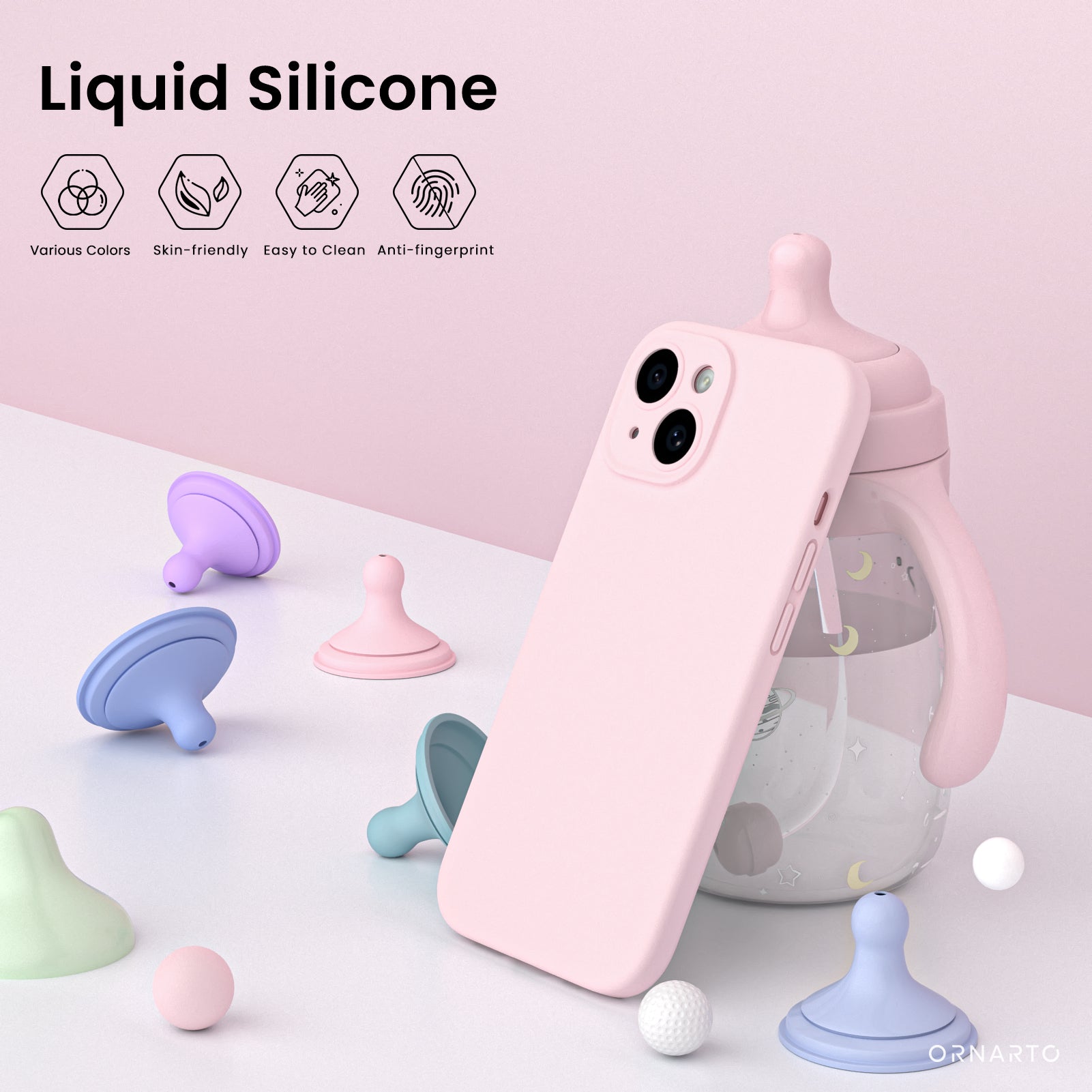 Liquid Silicone iPhone 15 Case with Camera Protection and 2 Screen Protectors