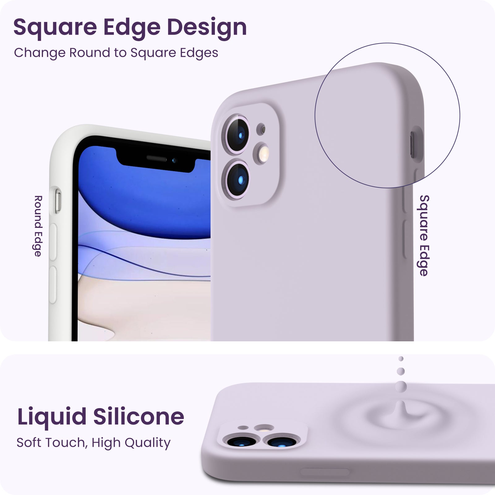 Liquid Silicone iPhone 11 Case with Camera Protection and 2 Screen Protectors