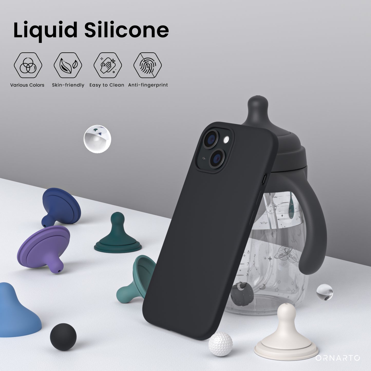 ORNARTO Liquid Silicone iPhone 15 Plus Case