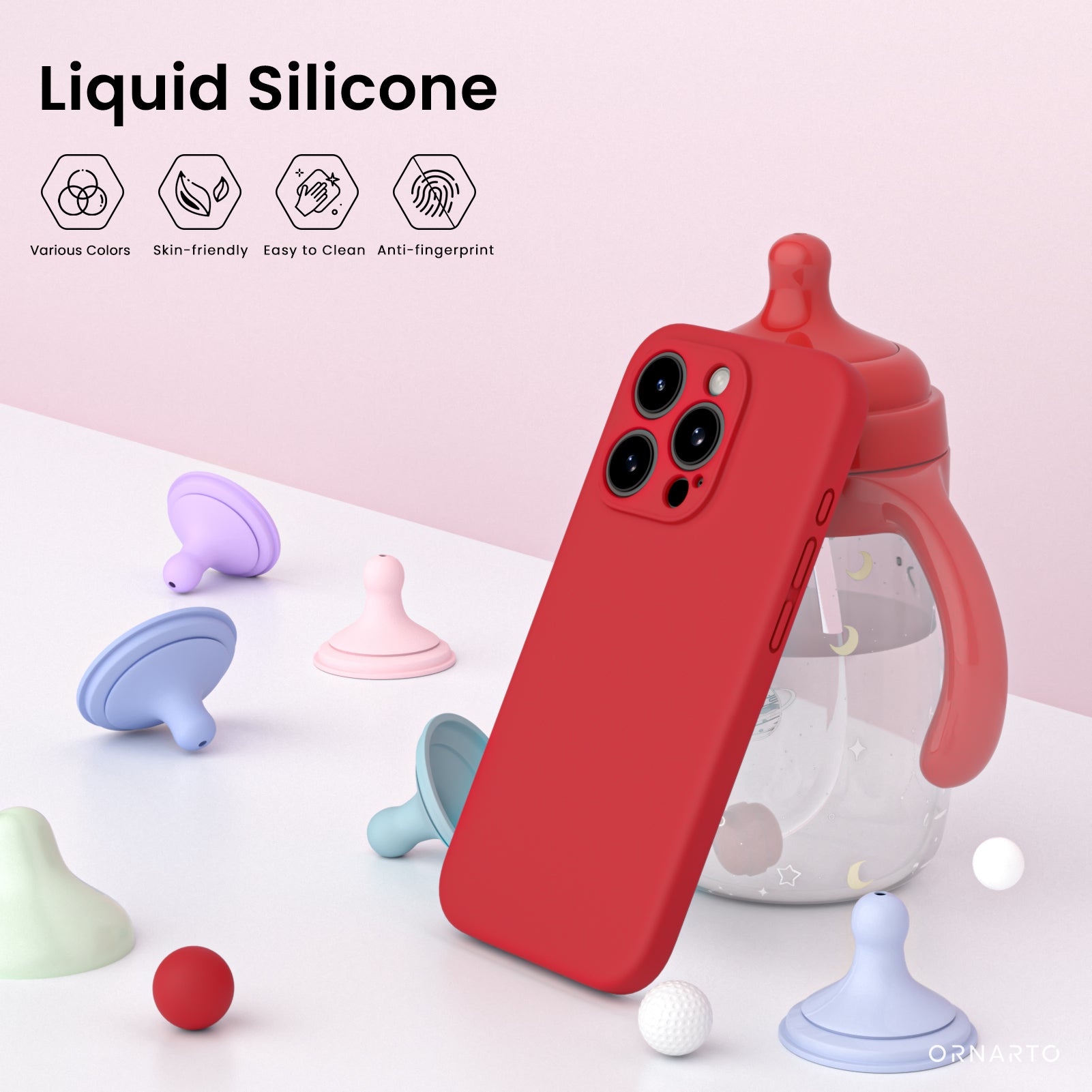 Liquid Silicone iPhone 15 Pro Max Case with Camera Protection and 2 Screen Protectors