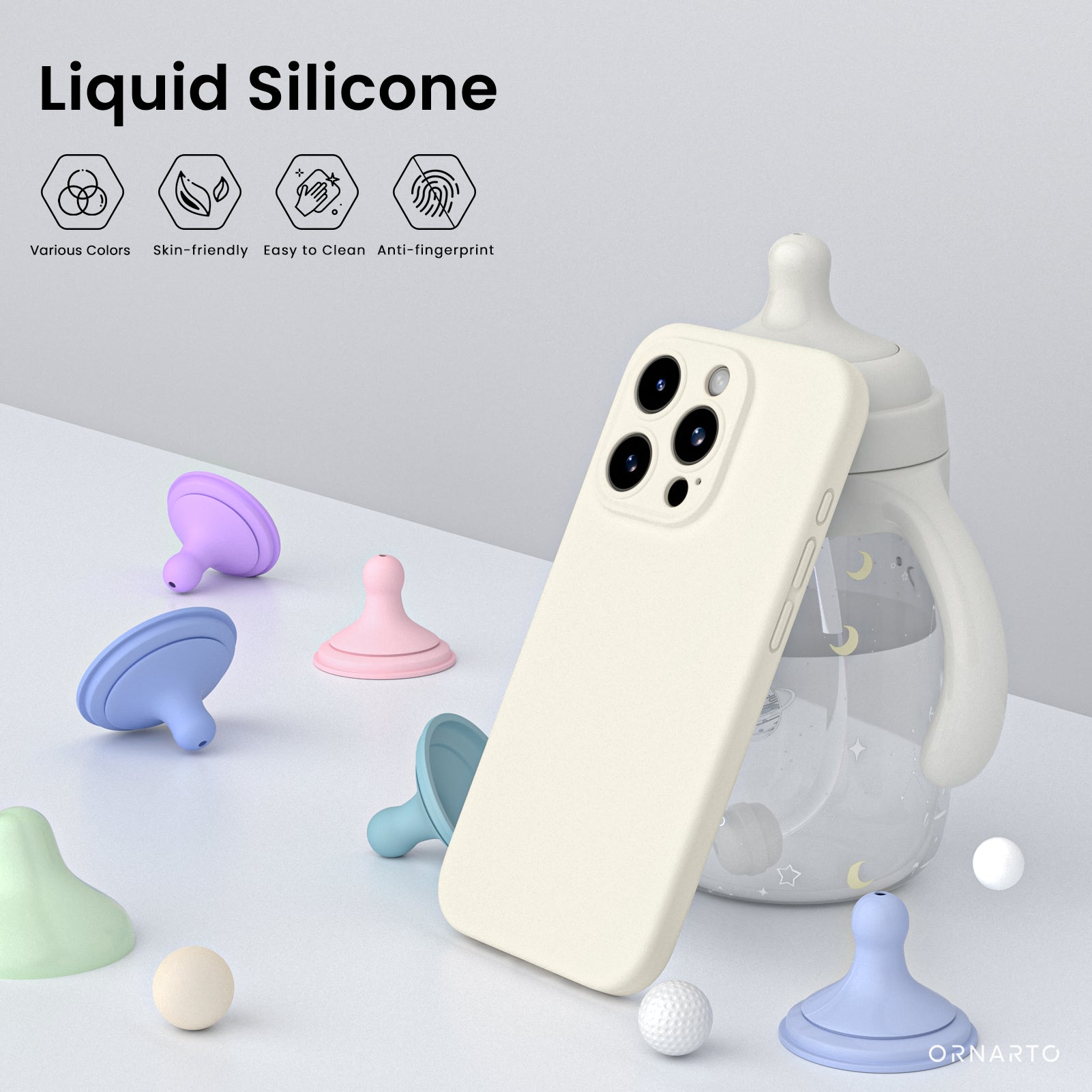 Liquid Silicone iPhone 15 Pro Max Case with Camera Protection and 2 Screen Protectors