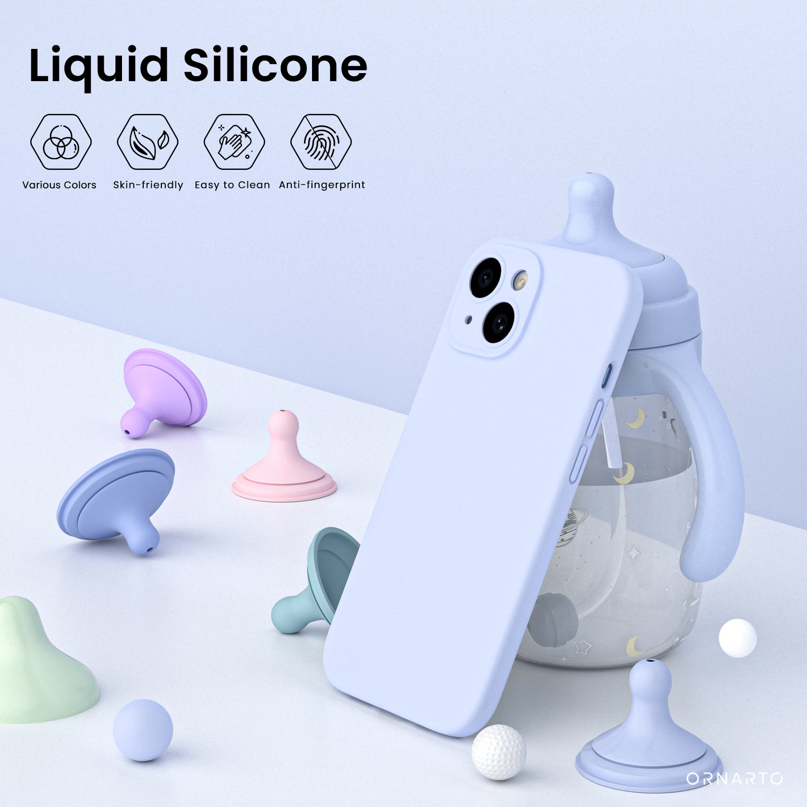 Liquid Silicone iPhone 15 Case with Camera Protection and 2 Screen Protectors