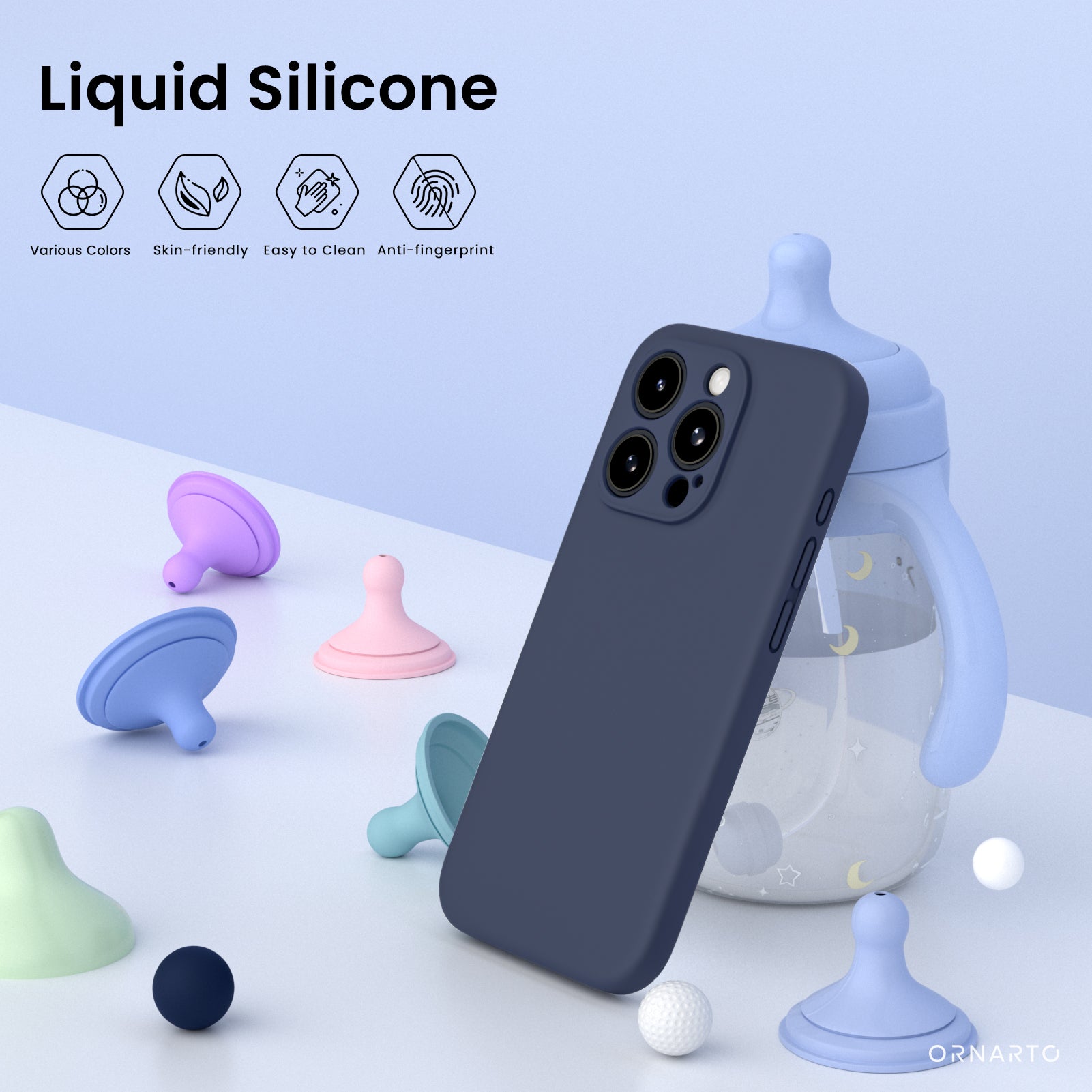 Liquid Silicone iPhone 15 Pro Max Case with Camera Protection and 2 Screen Protectors