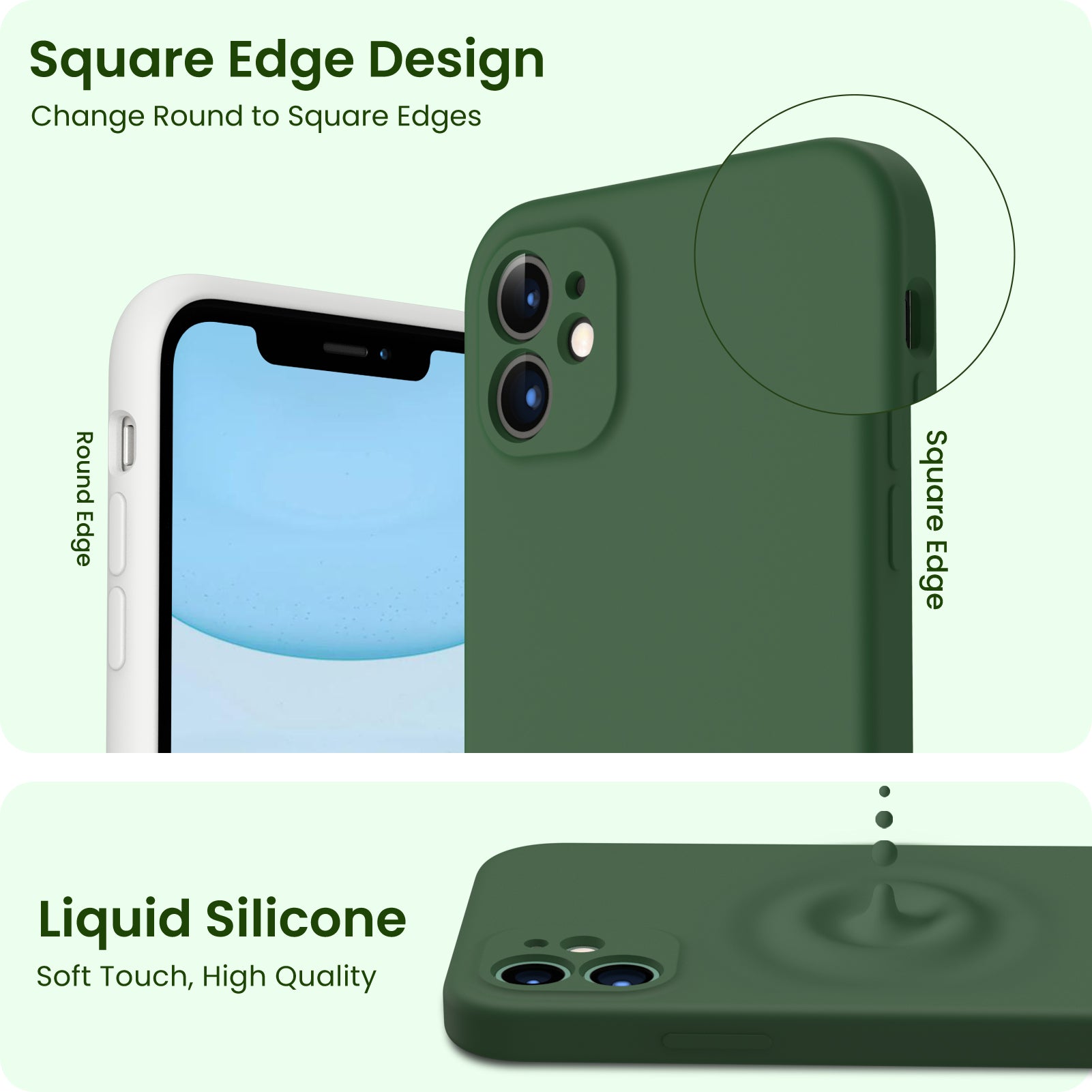 Liquid Silicone iPhone 11 Case with Camera Protection and 2 Screen Protectors
