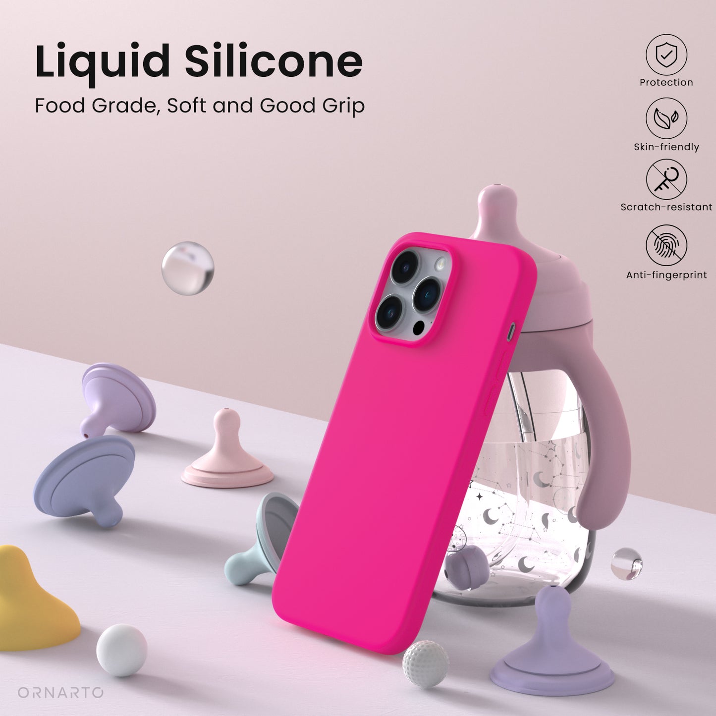 ORNARTO Liquid Silicone iPhone 14 Pro Max Case