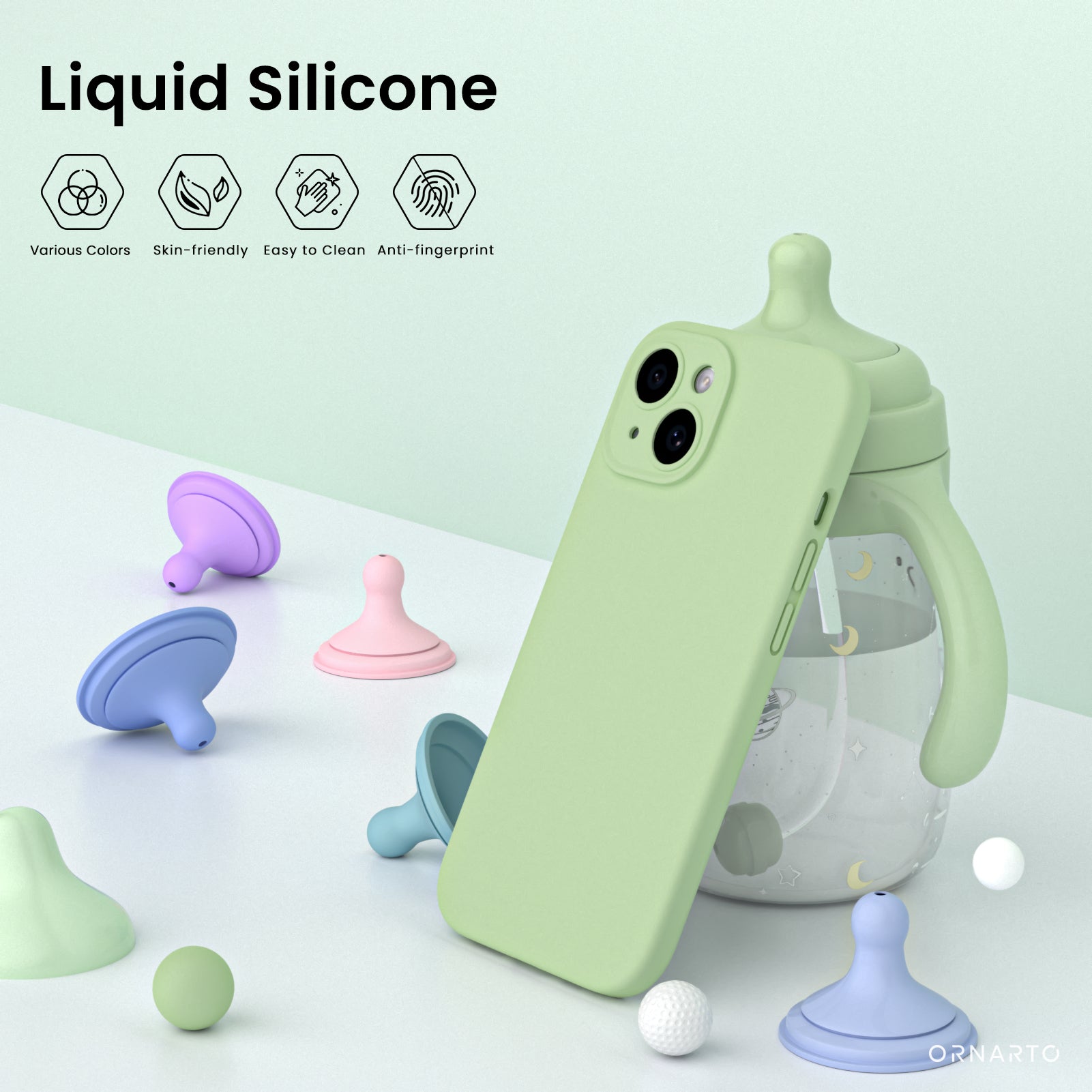 Liquid Silicone iPhone 15 Case with Camera Protection and 2 Screen Protectors