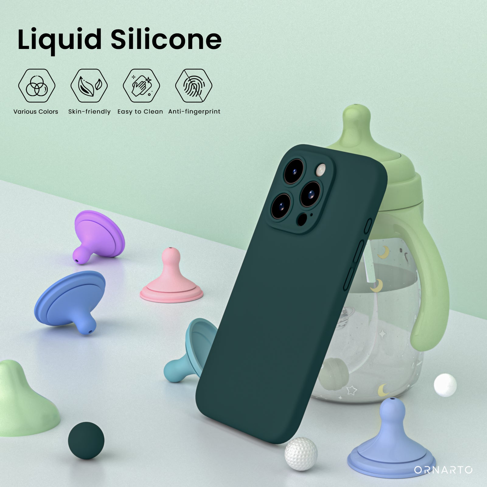 Liquid Silicone iPhone 15 Pro Max Case with Camera Protection and 2 Screen Protectors