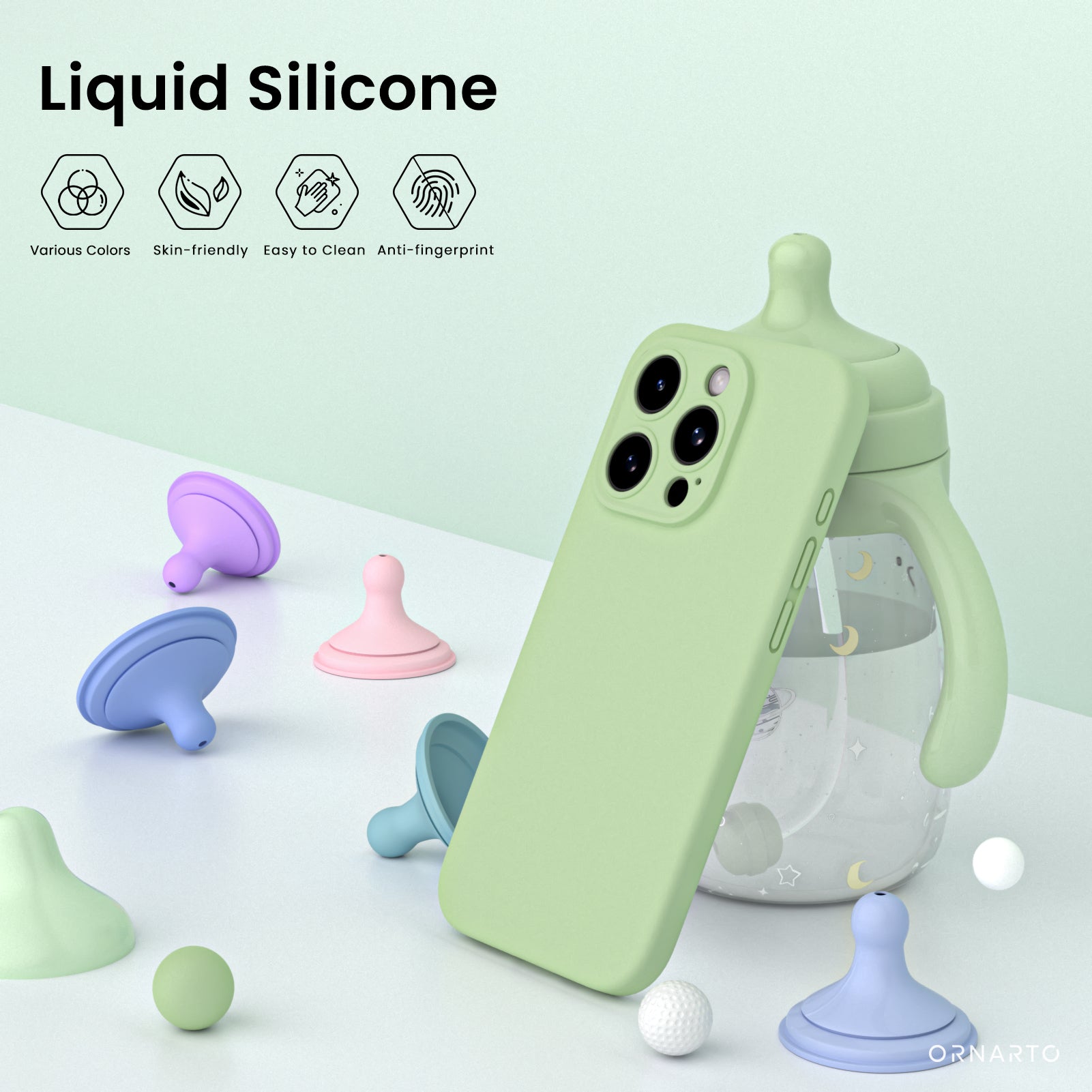 Liquid Silicone iPhone 15 Pro Max Case with Camera Protection and 2 Screen Protectors