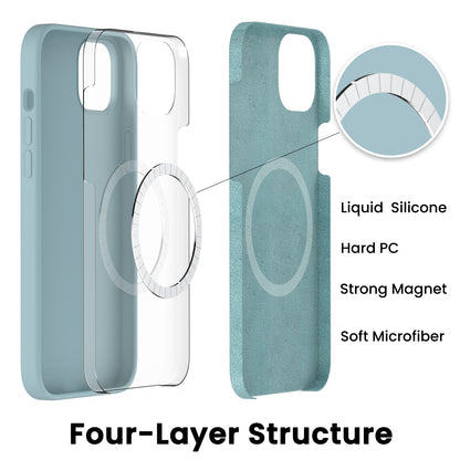 ORNARTO  Magnetic Liquid Silicone iPhone 14 Plus Case [Compatible with MagSafe] [+Screen Protector]