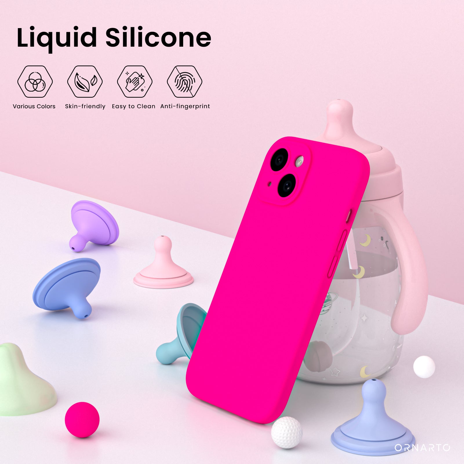 Liquid Silicone iPhone 15 Case with Camera Protection and 2 Screen Protectors
