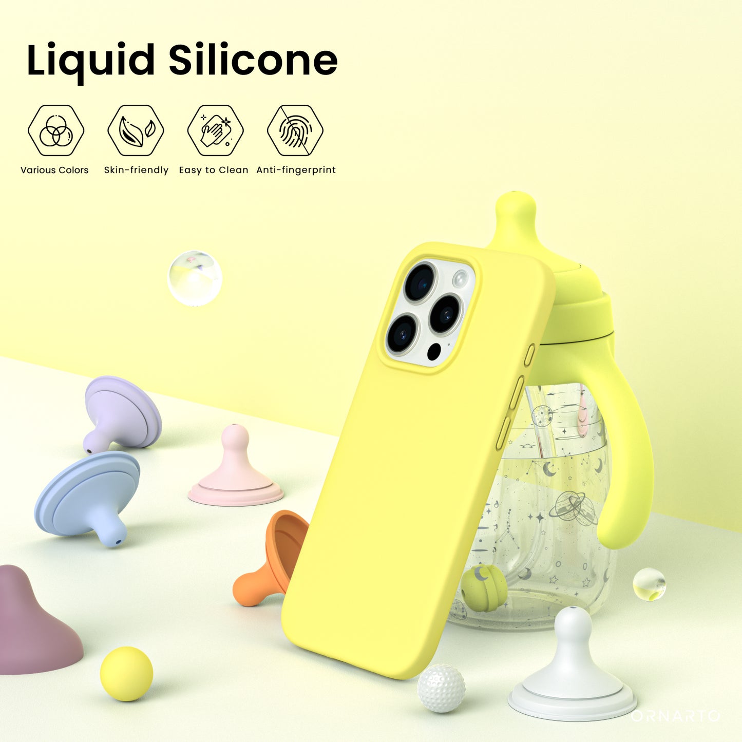 ORNARTO Liquid Silicone iPhone 15 Pro Case