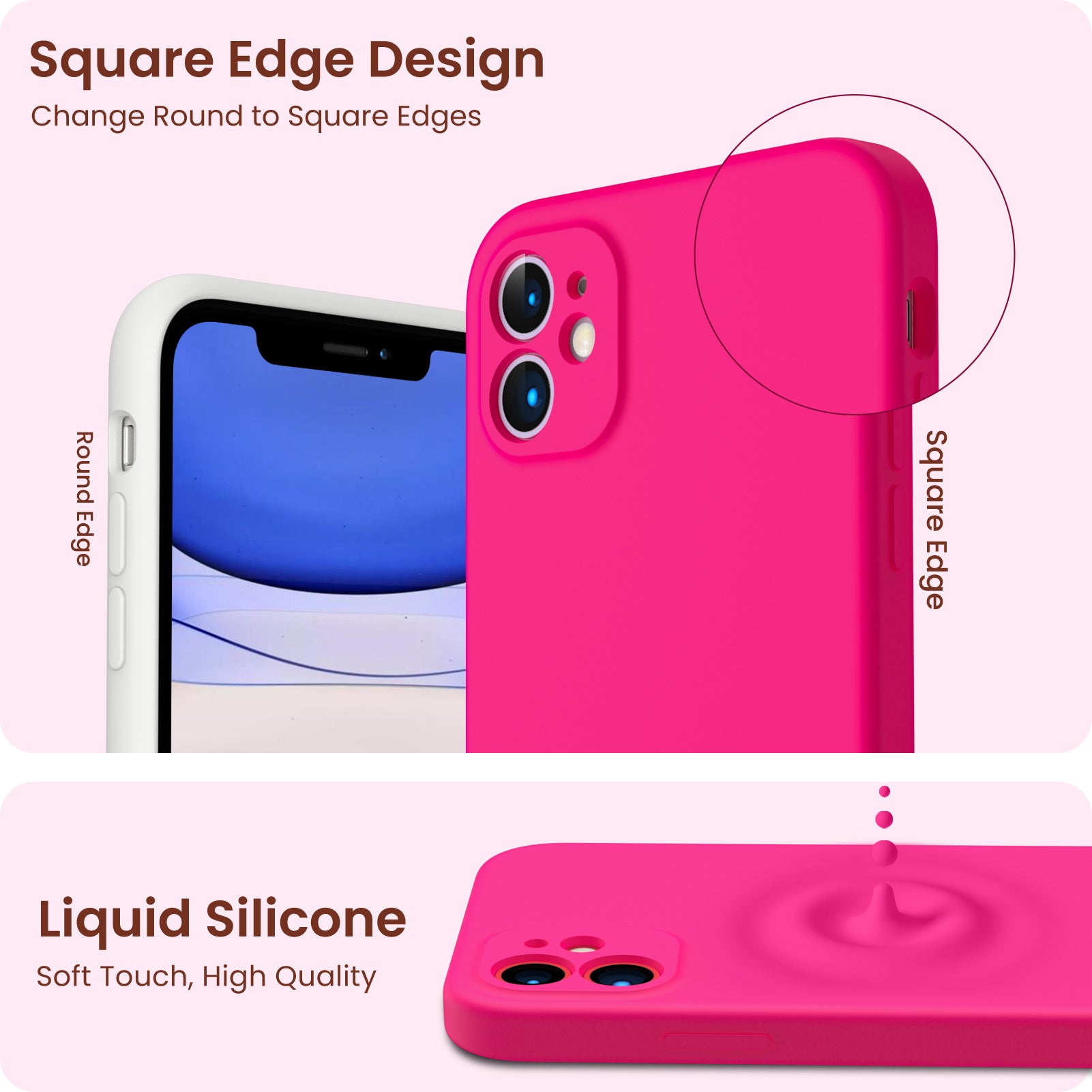 Liquid Silicone iPhone 11 Case with Camera Protection and 2 Screen Protectors