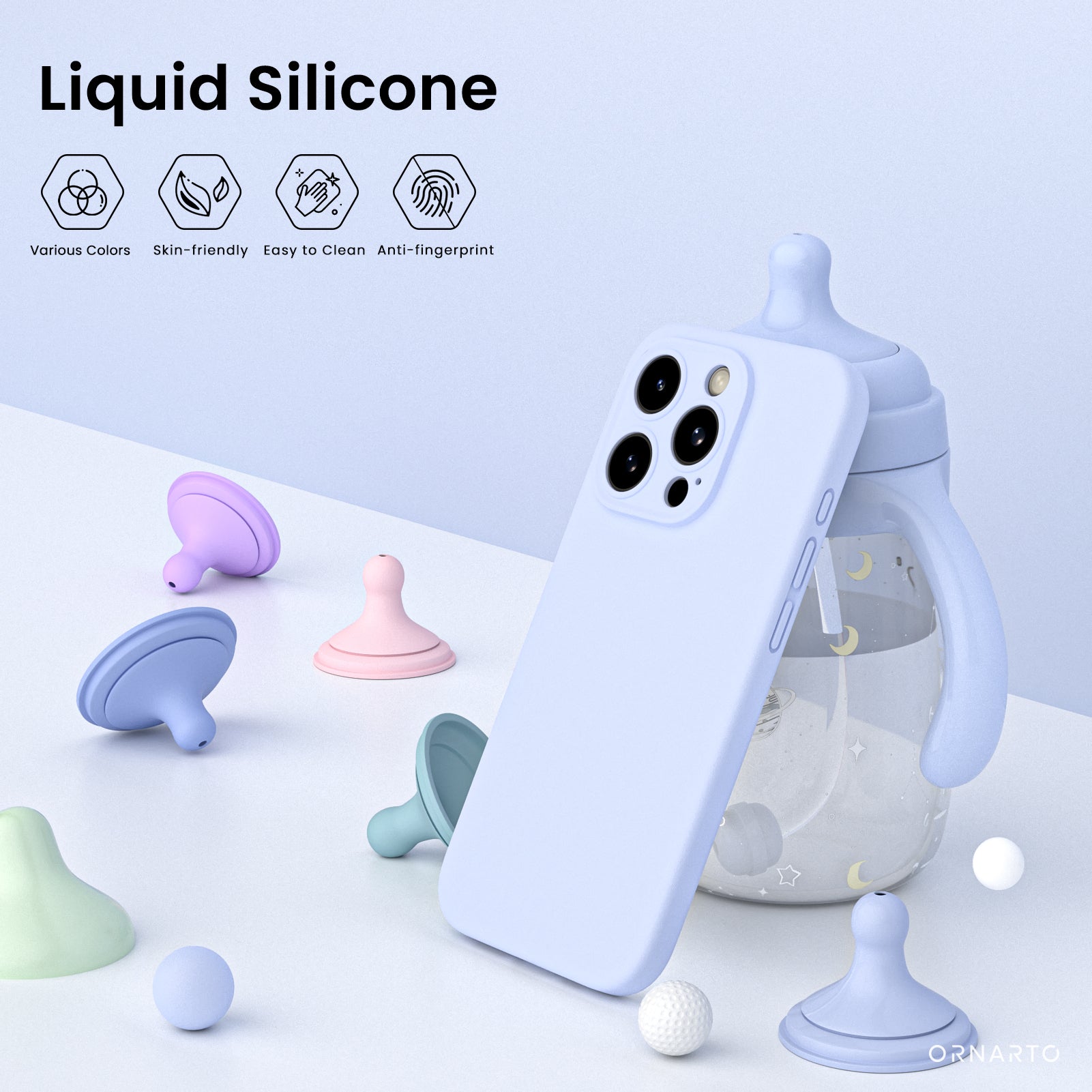 Liquid Silicone iPhone 15 Pro Max Case with Camera Protection and 2 Screen Protectors