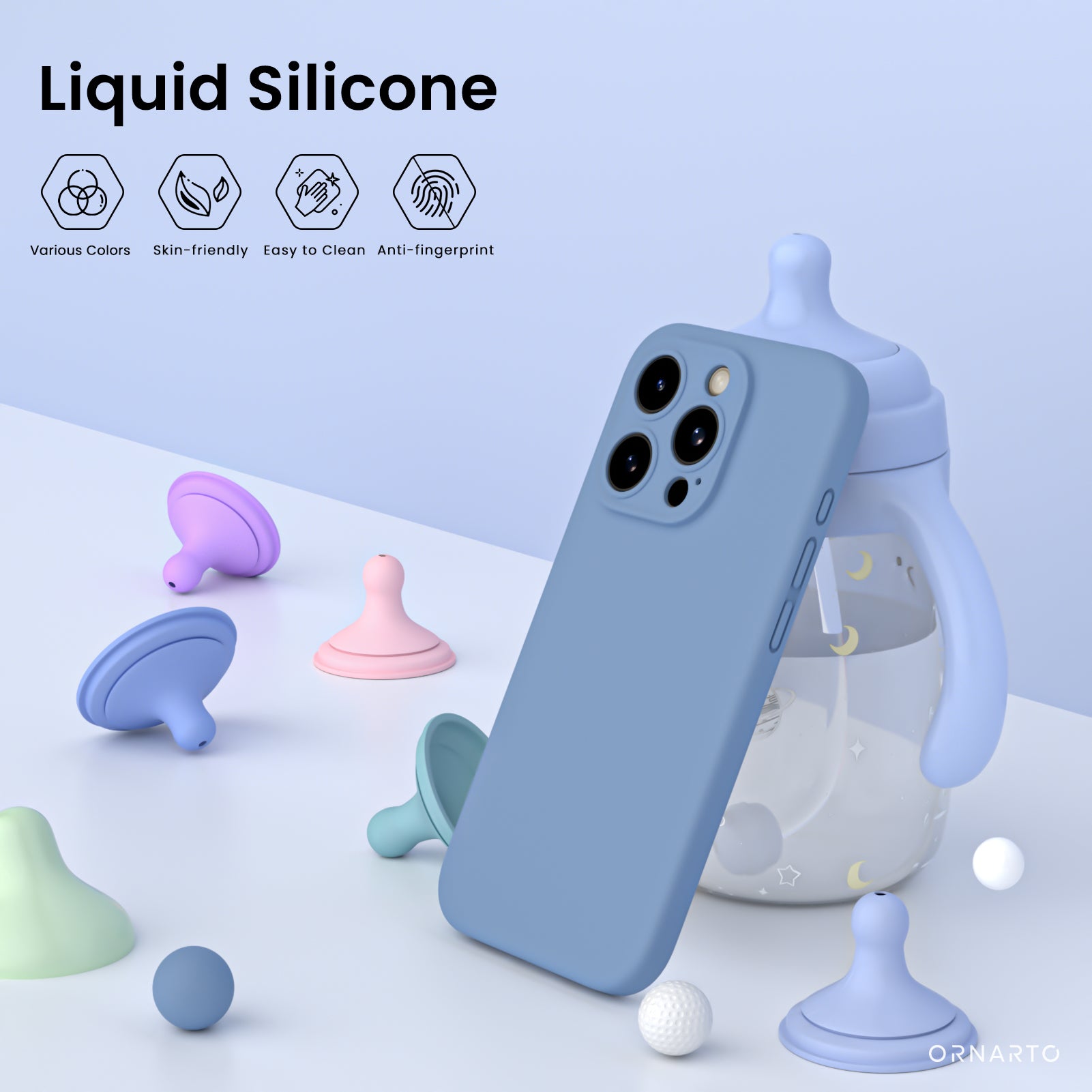 Liquid Silicone iPhone 15 Pro Max Case with Camera Protection and 2 Screen Protectors