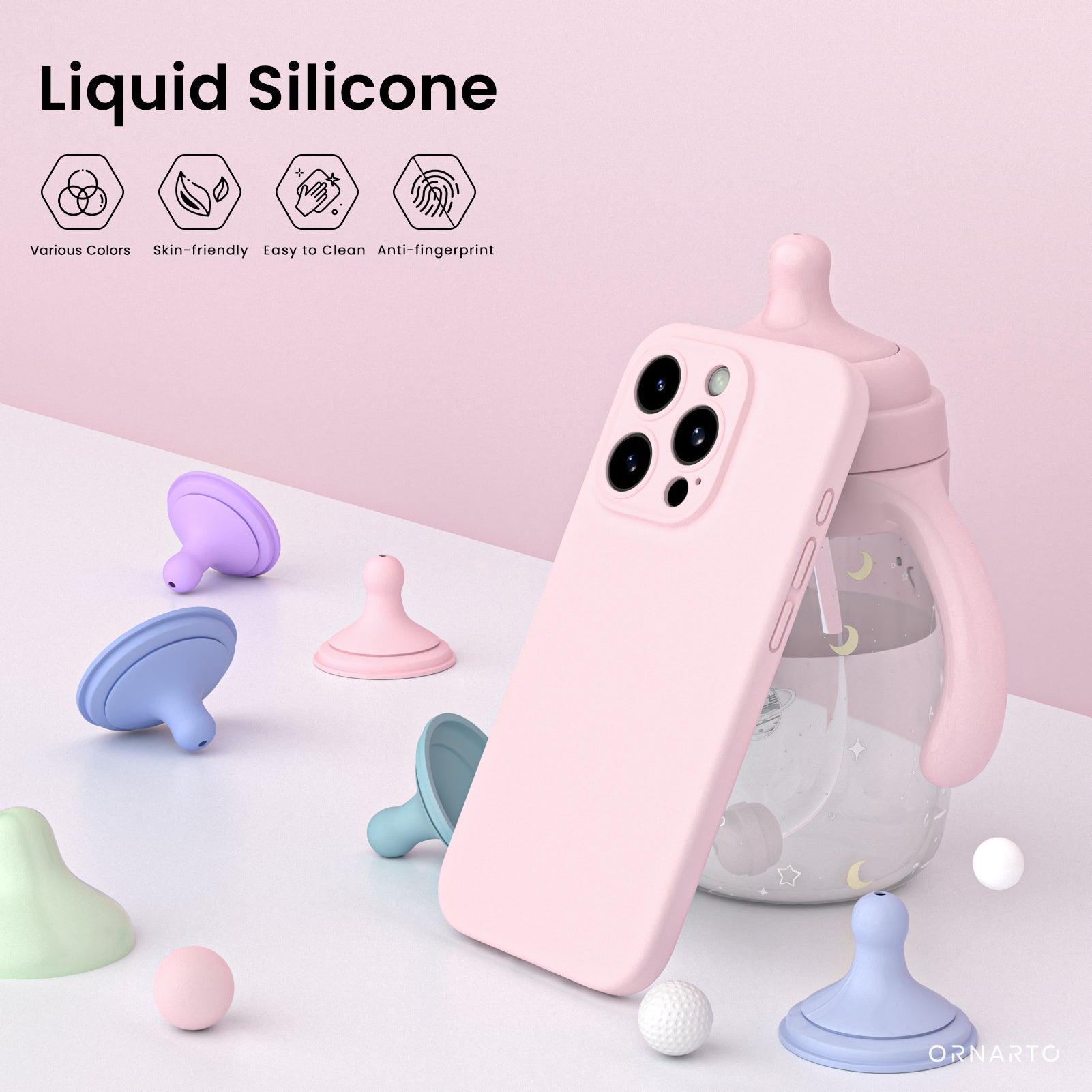 Liquid Silicone iPhone 15 Pro Max Case with Camera Protection and 2 Screen Protectors