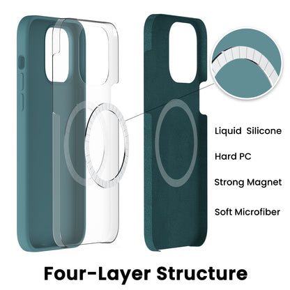 ORNARTO Magnetic Liquid Silicone iPhone 14 Pro Max Case [Compatible with MagSafe] [+Screen Protector]