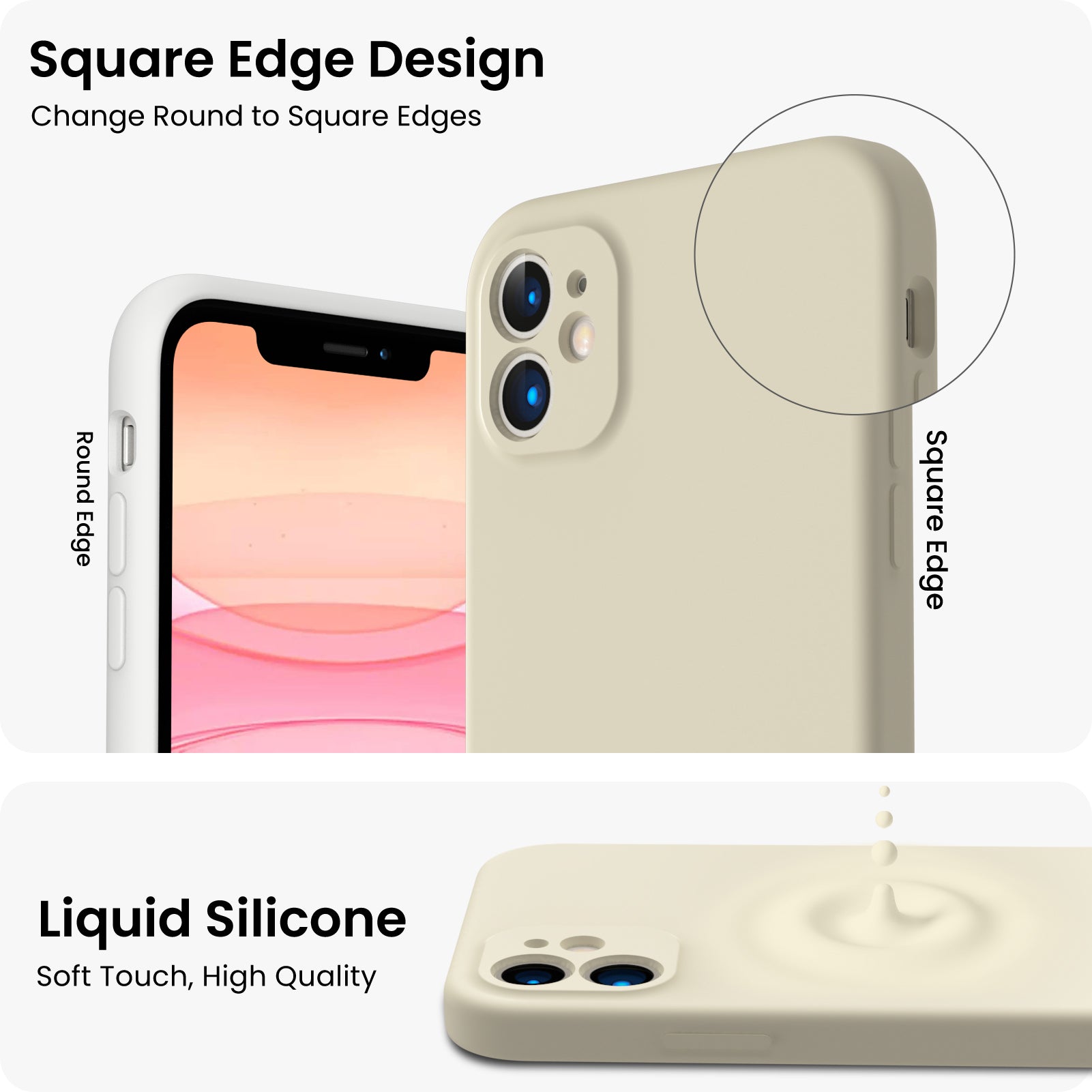 Liquid Silicone iPhone 11 Case with Camera Protection and 2 Screen Protectors