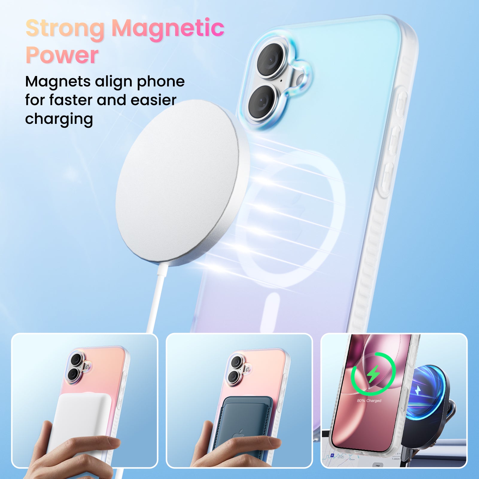 Hue for iPhone 16 Series, Fluorescent Gradient, Compatible with Magsafe