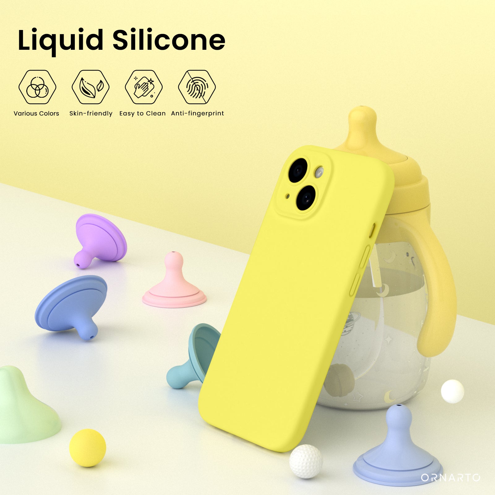 Liquid Silicone iPhone 15 Case with Camera Protection and 2 Screen Protectors