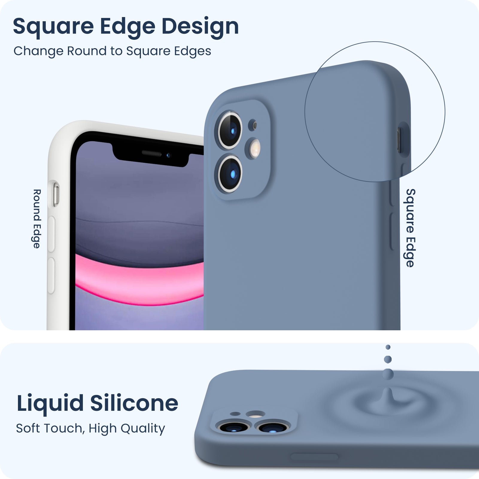 Liquid Silicone iPhone 11 Case with Camera Protection and 2 Screen Protectors