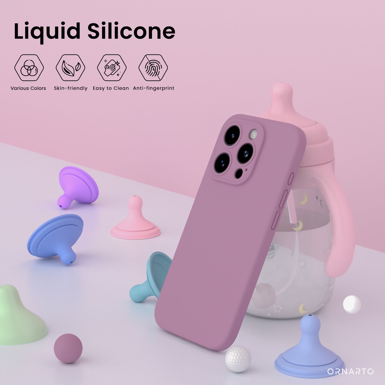 Liquid Silicone iPhone 15 Pro Max Case with Camera Protection and 2 Screen Protectors
