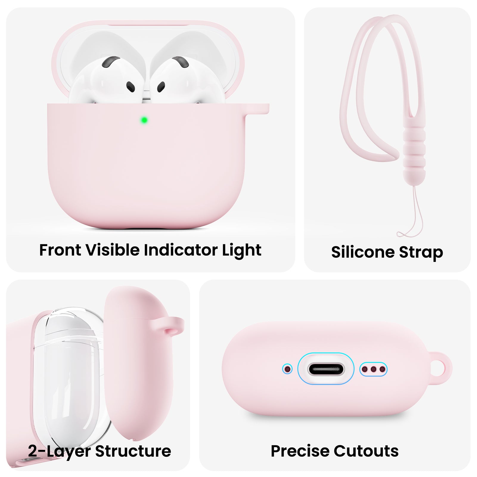 Liquid Silicone AirPods 4 Case(2024) with Lanyard