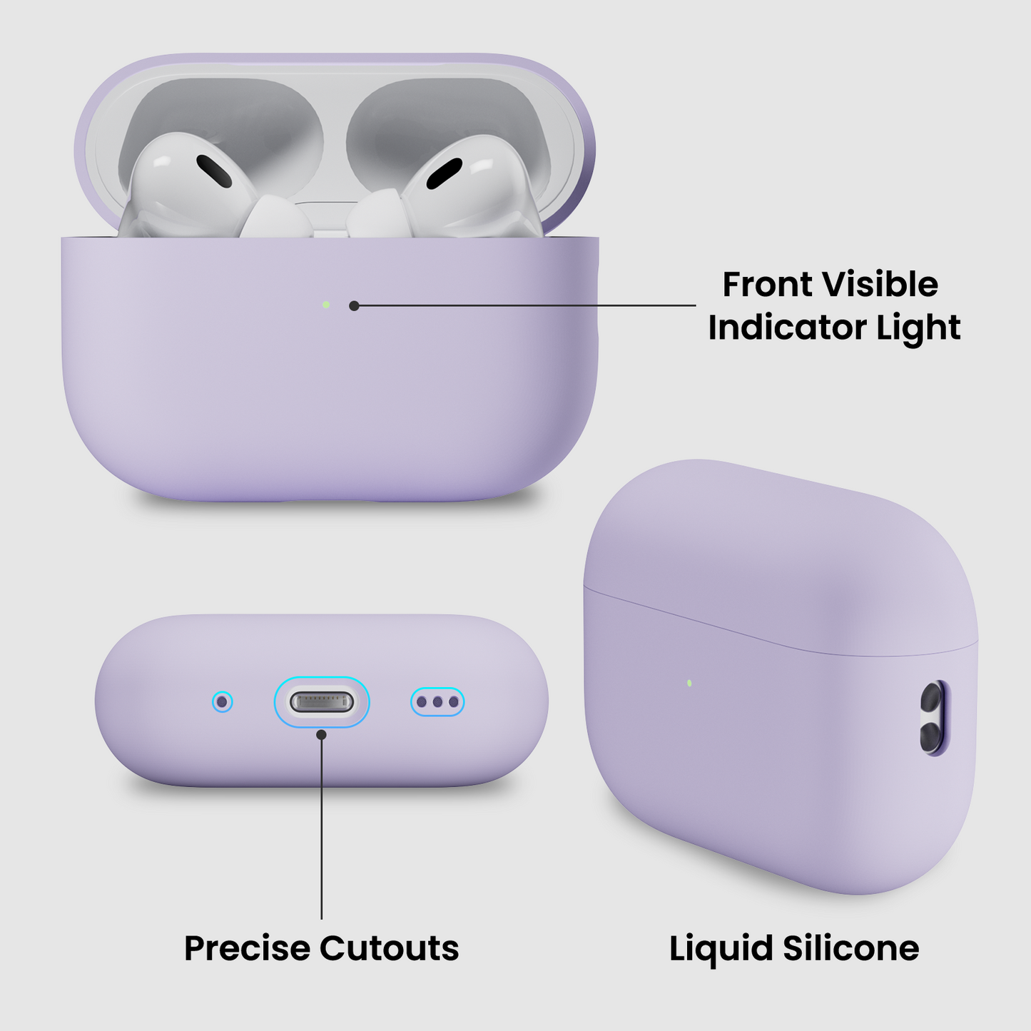 ORNARTO Compatible with AirPods Pro 2 Case 2022, Full Protective Soft Silicone AirPods Pro 2nd Generation Case with Front LED Visible