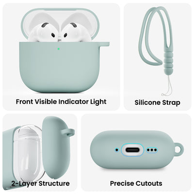 Flüssigsilikon AirPods 4 Hülle (2024) mit Schlüsselband