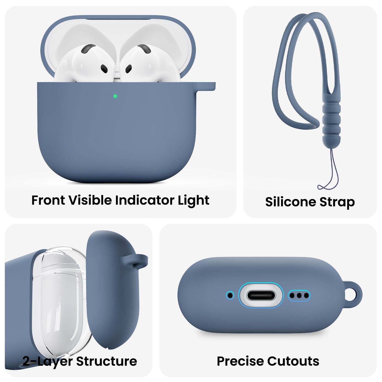 Liquid Silicone AirPods 4 Case(2024) with Lanyard