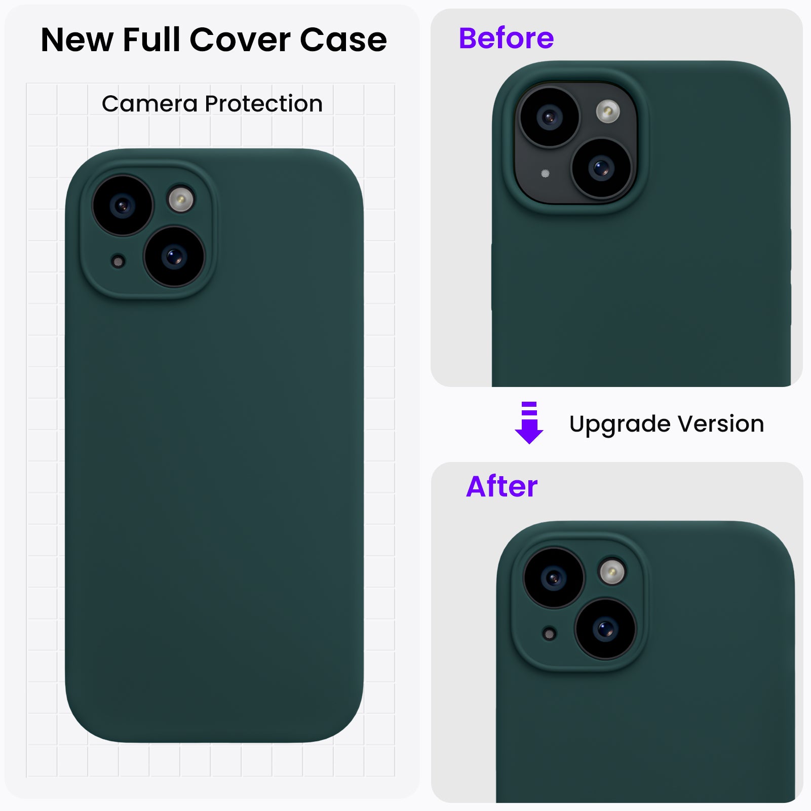 Liquid Silicone iPhone 15 Case with Camera Protection and 2 Screen Protectors