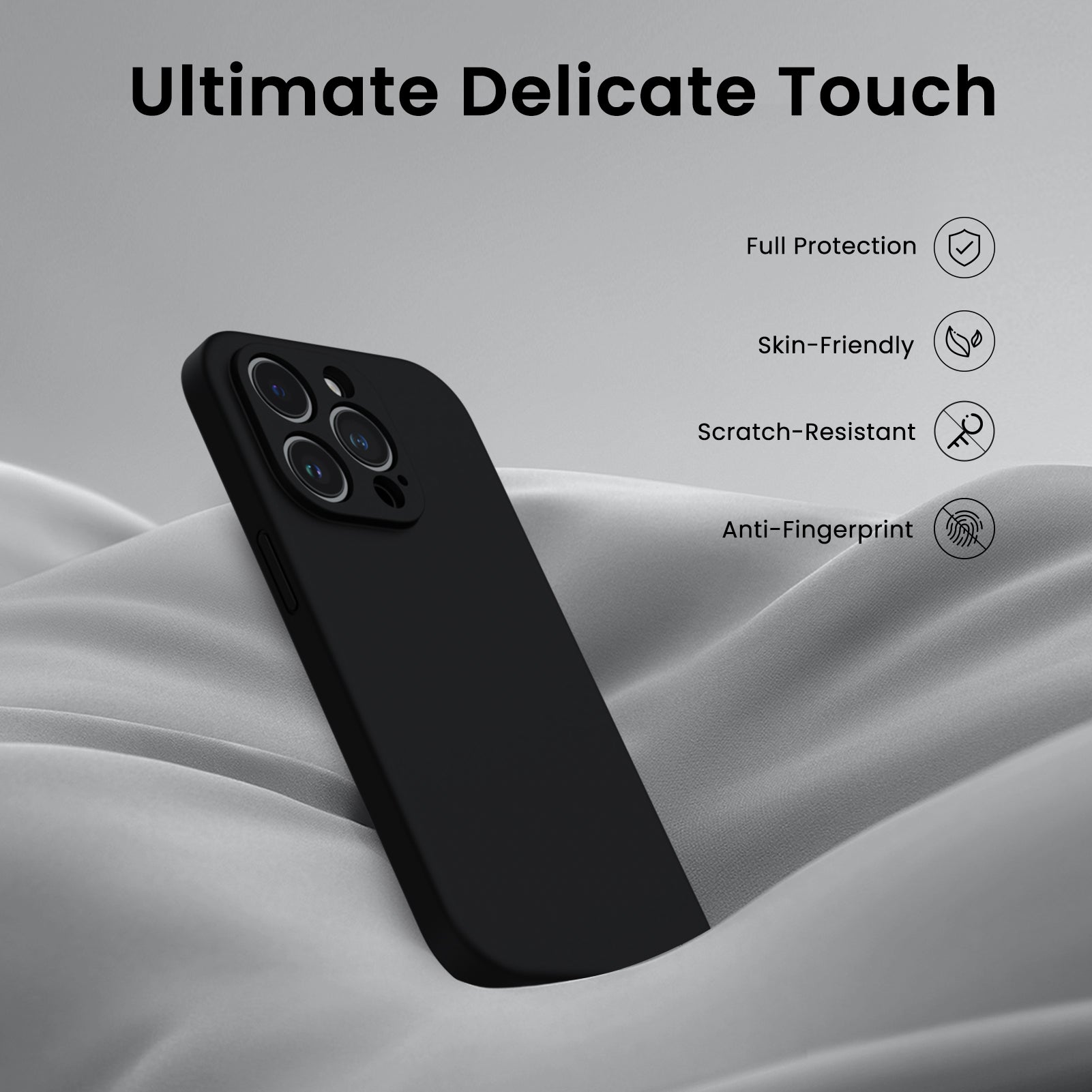 Liquid Silicone iPhone 14 Pro Case with Camera Protection and 2 Screen Protectors