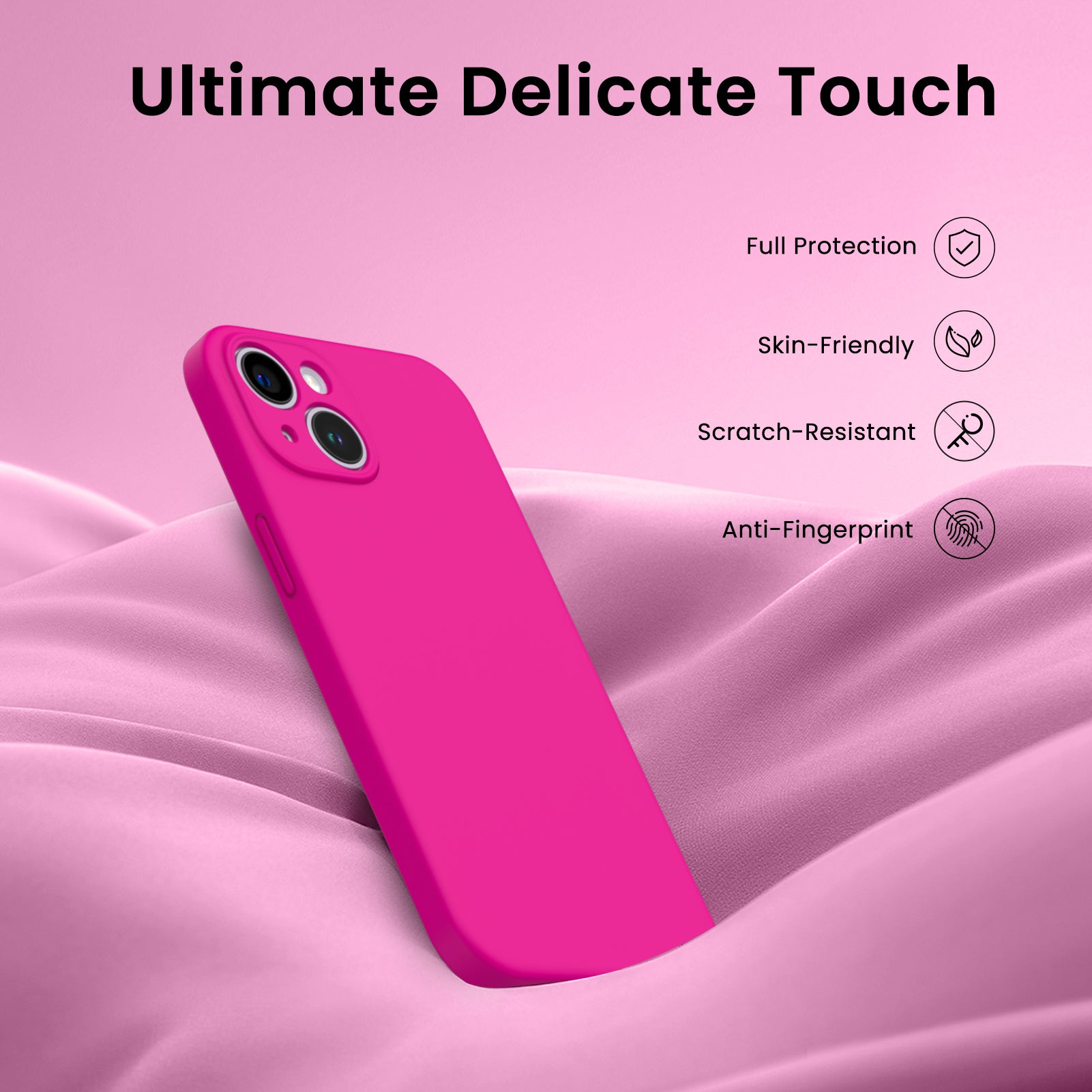 Liquid Silicone iPhone 14 Plus Case with Camera Protection and 2 Screen Protectors