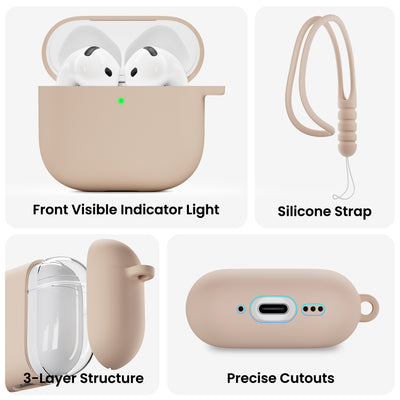 Flüssigsilikon AirPods 4 Hülle (2024) mit Schlüsselband