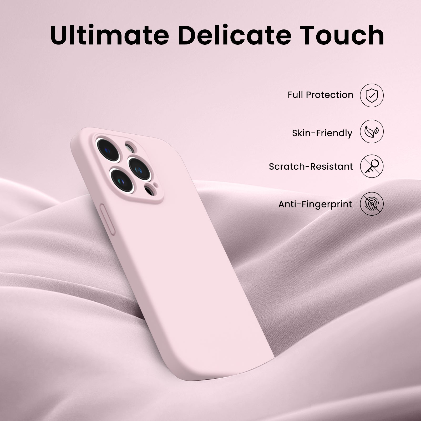 Liquid Silicone iPhone 14 Pro Max Case with Camera Protection and 2 Screen Protectors