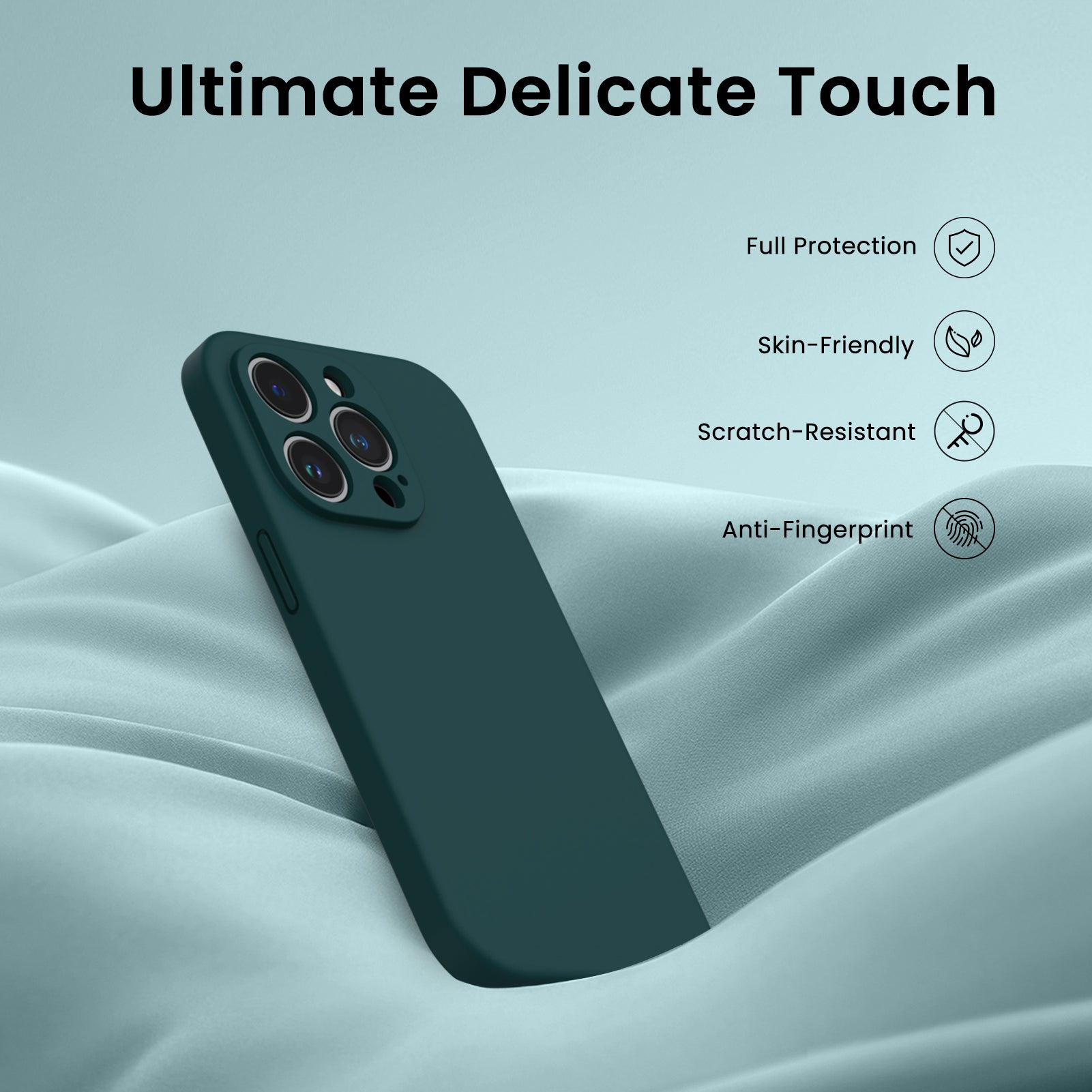 Liquid Silicone iPhone 14 Pro Case with Camera Protection and 2 Screen Protectors