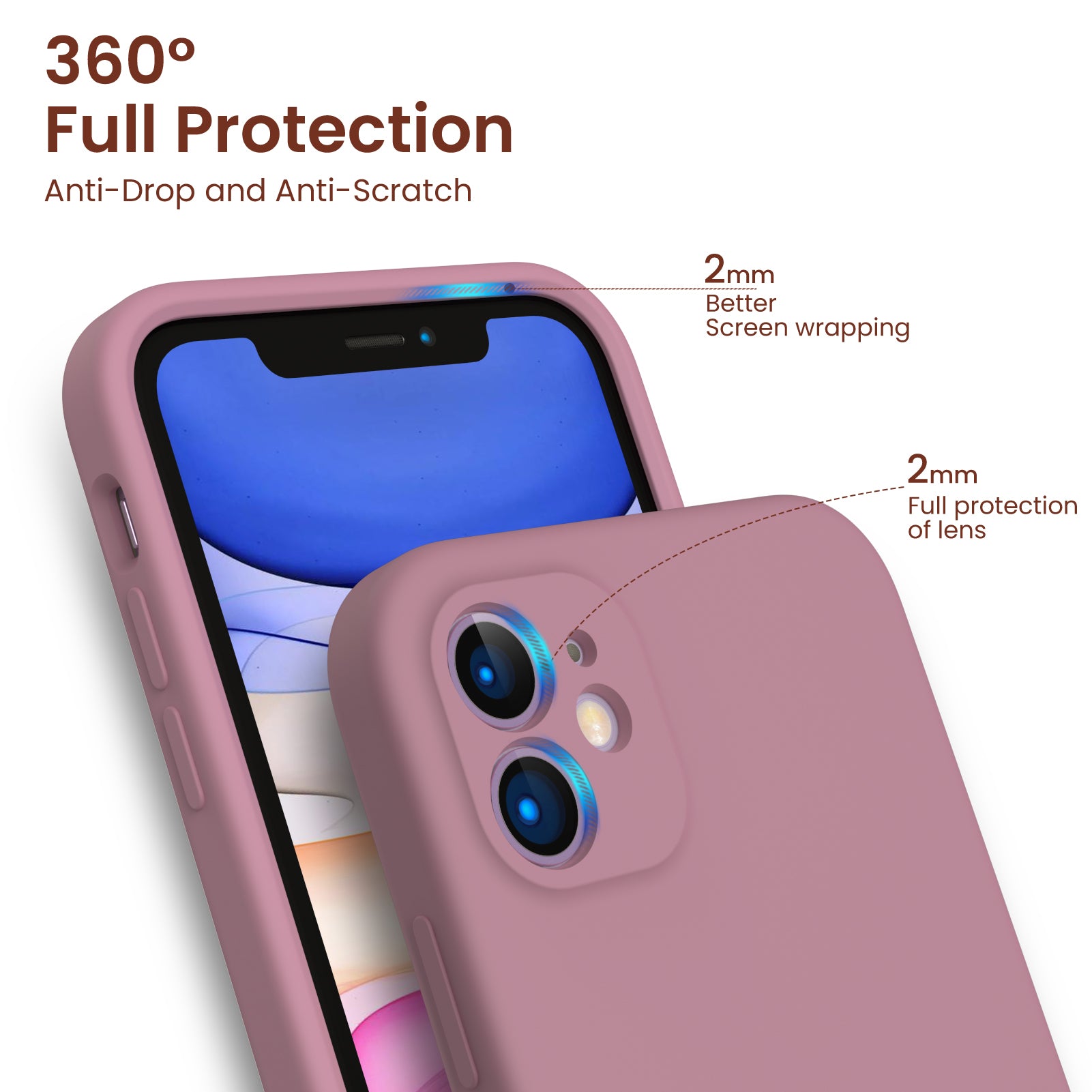 Liquid Silicone iPhone 11 Case with Camera Protection and 2 Screen Protectors