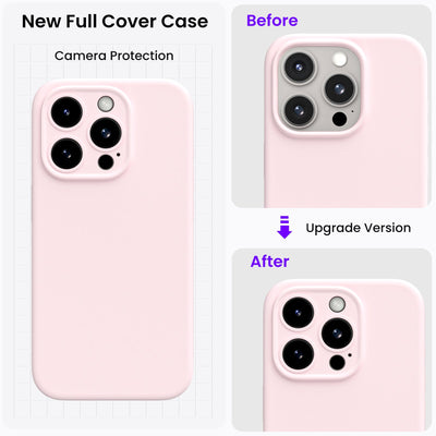 Flüssigsilikon iPhone 15 Pro Hülle mit Kameraschutz und 2 Displayschutzfolien