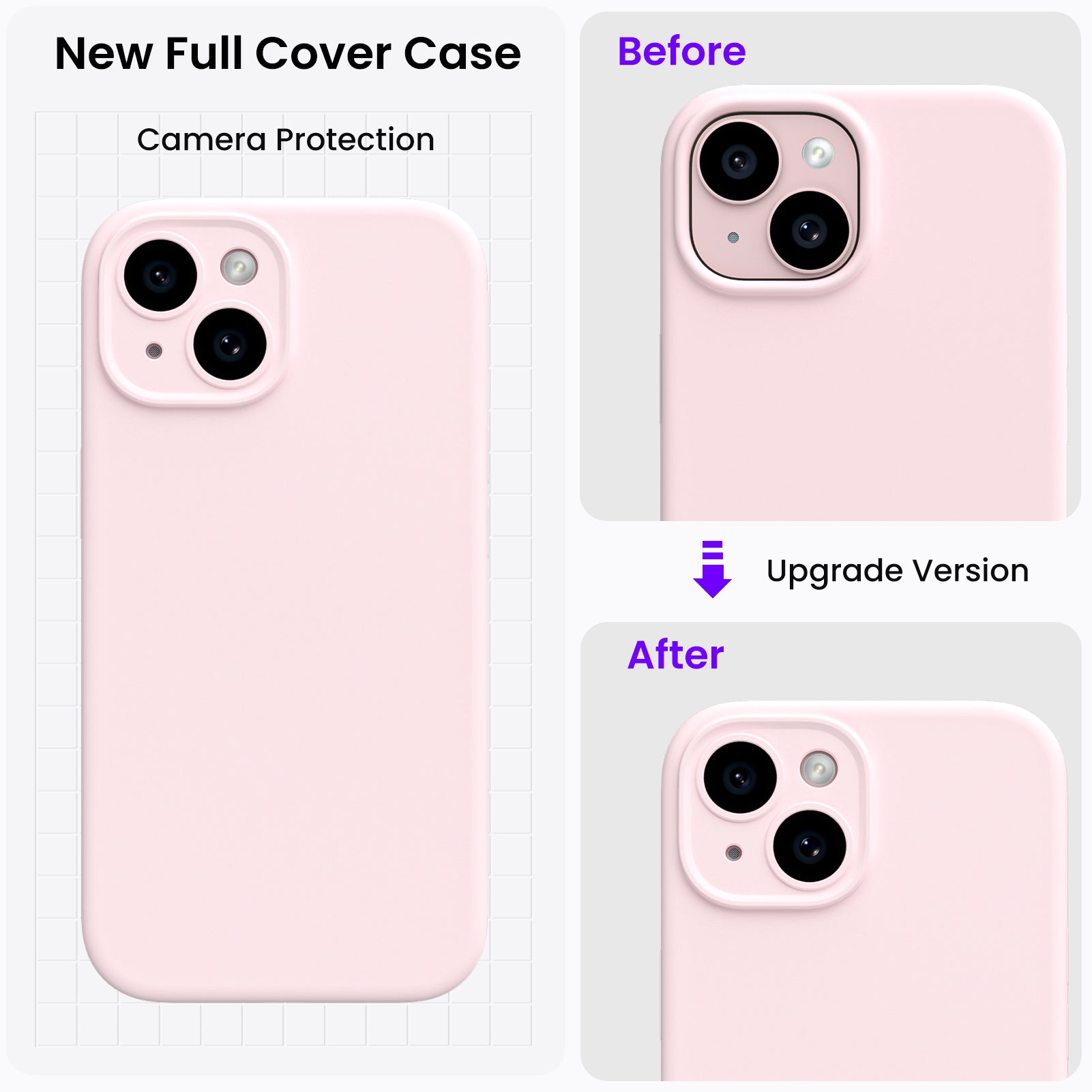 Liquid Silicone iPhone 15 Case with Camera Protection and 2 Screen Protectors