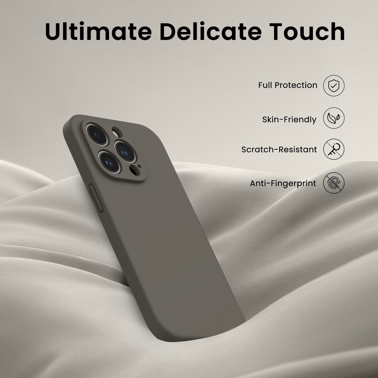 Liquid Silicone iPhone 14 Pro Case with Camera Protection and 2 Screen Protectors