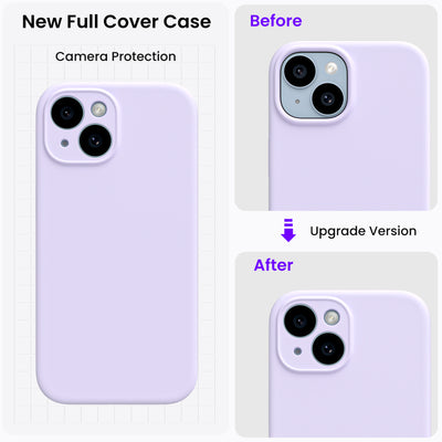 Flüssigsilikon iPhone 15 Hülle mit Kameraschutz und 2 Displayschutzfolien