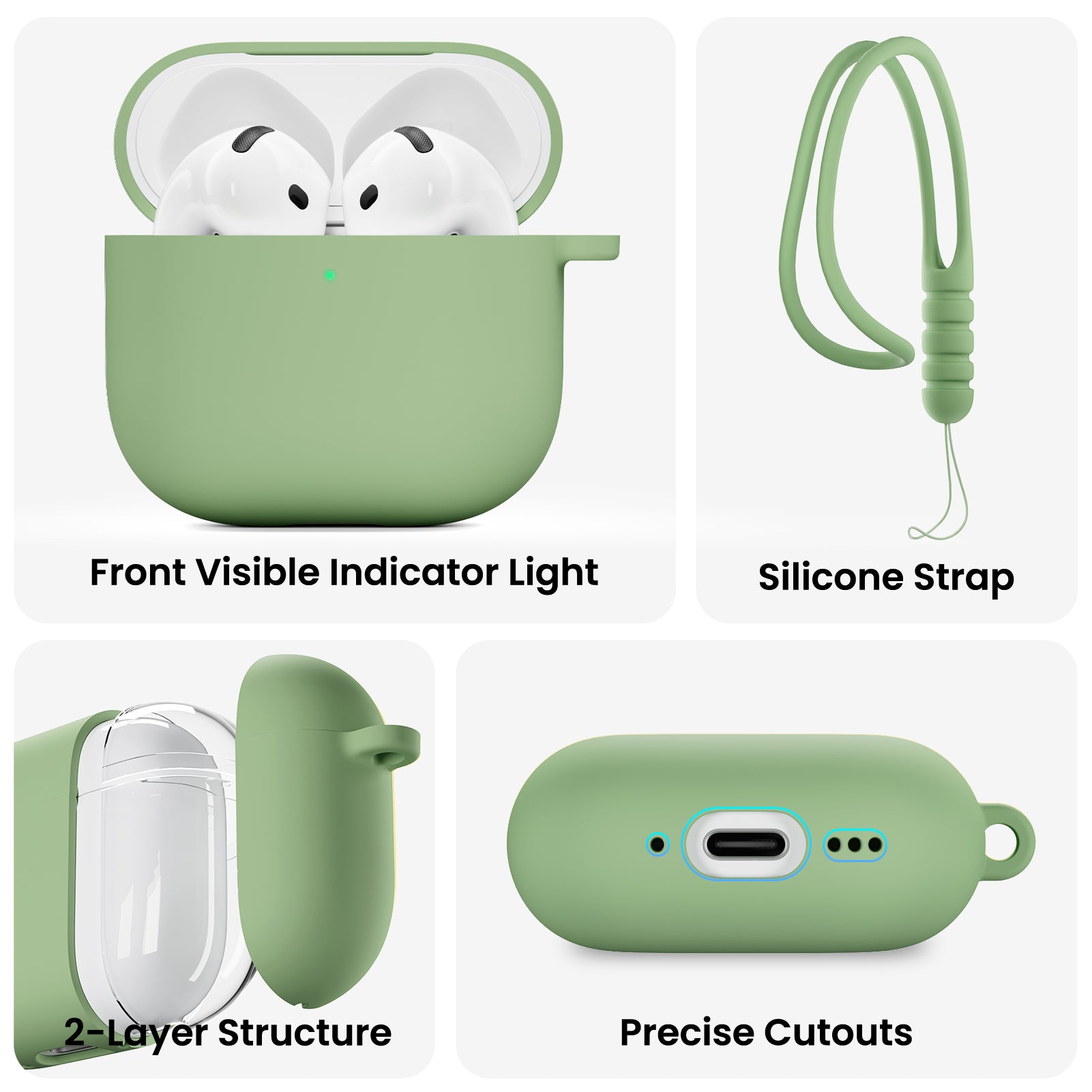 Liquid Silicone AirPods 4 Case(2024) with Lanyard