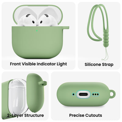 Flüssigsilikon AirPods 4 Hülle (2024) mit Schlüsselband