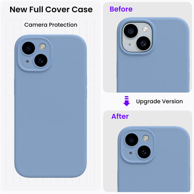 Flüssigsilikon iPhone 15 Hülle mit Kameraschutz und 2 Displayschutzfolien