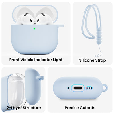 Flüssigsilikon AirPods 4 Hülle (2024) mit Schlüsselband