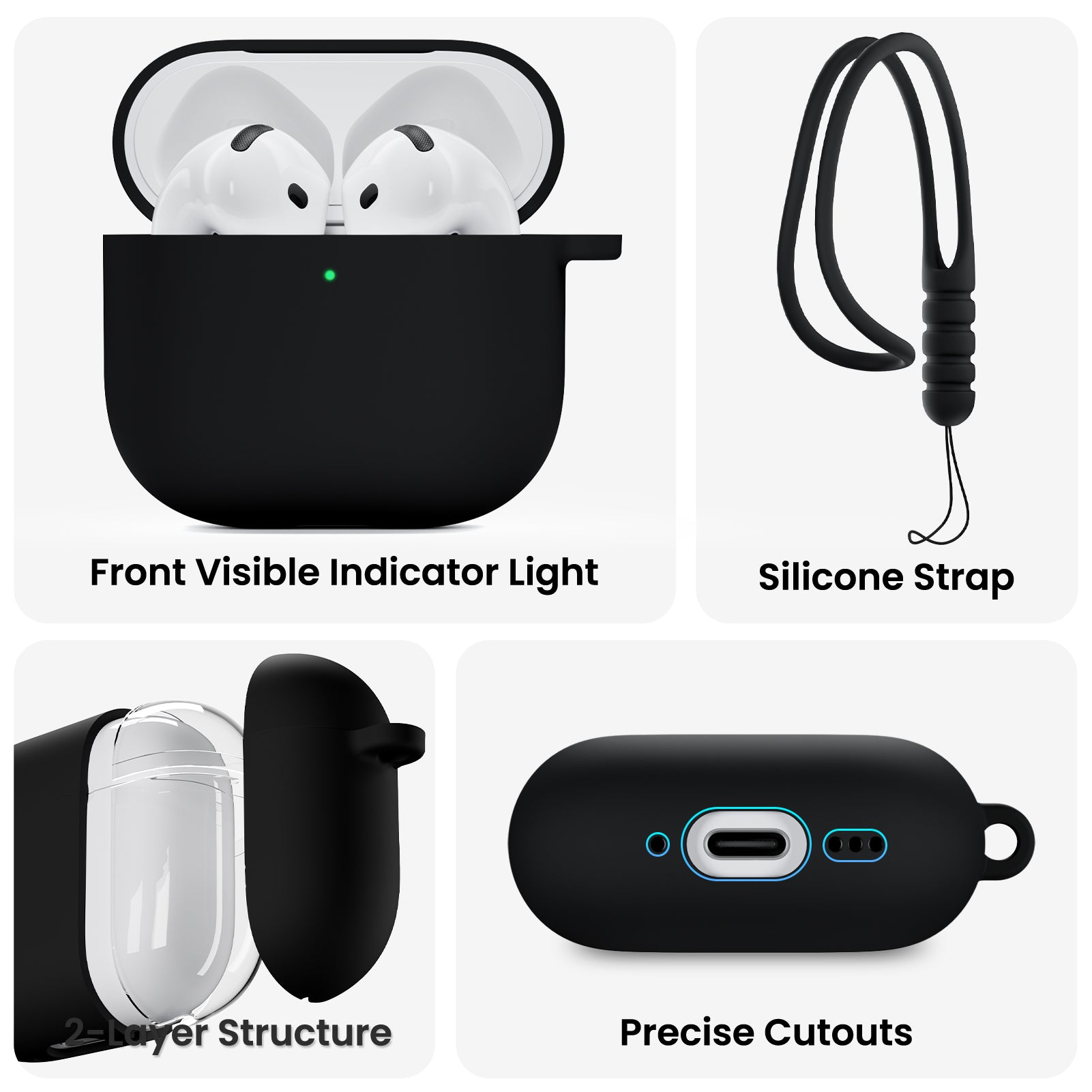 Liquid Silicone AirPods 4 Case(2024) with Lanyard