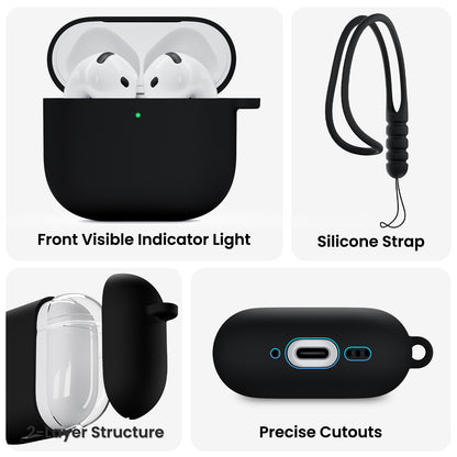 Liquid Silicone AirPods 4 Case(2024) with Lanyard