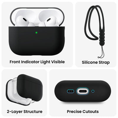 Flüssigsilikon-Hülle für AirPods Pro 3 mit Schlüsselband